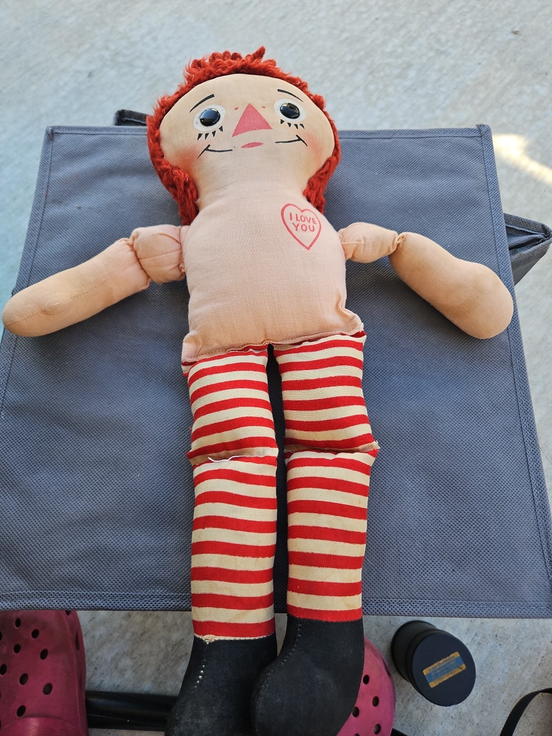 Vintage Raggedy Ann Style Valentine Doll “I Love You” Cloth 16” Plush
