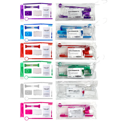 12 Orthodontic Patient Kits 8pc Assorted Braces Care Packs Dental Hygiene Travel