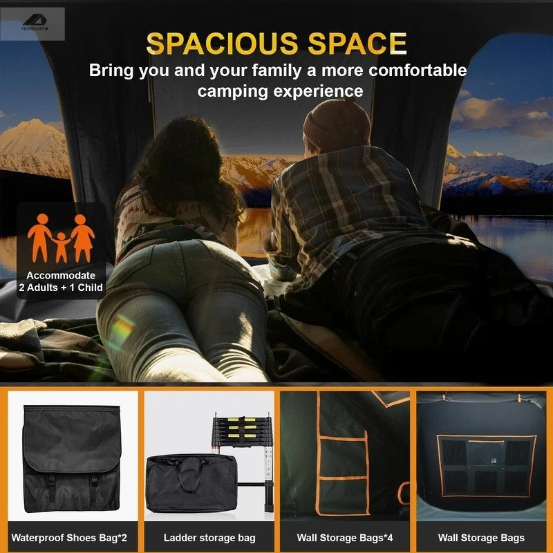 Hardshell Roof Top Tent Camping Tent RTT w/Ladder for SUV Jeep