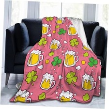 Saint Patrick's Day Leaf Beer Throw Blanket Super Soft Warm Bed Blankets for