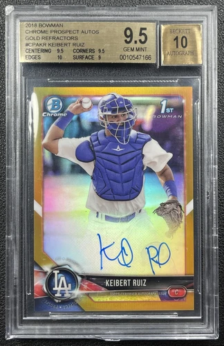 KEIBERT RUIZ BGS 9.5 2018 BOWMAN CHROME 1ST PROSPECT GOLD REFRACTOR AUTO SP 2/50