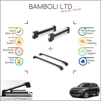 Bamboli Ski Träger Set 29.5'' Für Bmw X5 G05 2018-> Schwarz Querträger 4-tlg