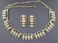 Vintage Signed Emmons Thermoset Lucite 🫧Pearl Collar Necklace Clip Earring Set