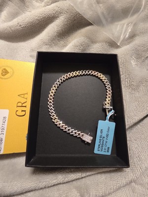7 Inch tricolor monaco bracelet solid .925 Sterling Silver & 2.01 CTW Moissanite