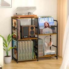 Record Player Stand, Turntable Stand with Vinyl Storage Holds up to 300+ Albums