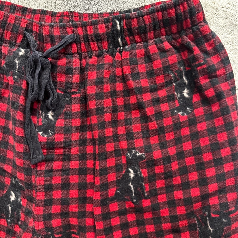 Joe Boxer Pijama Pantalones Rojo Negro Búfalo Cuadros Perro Estampado Franela Navidad Vacaciones PJ Foto 3 de 4