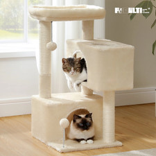 PEQULTI 31.5" Modern Cat Tree Tower with Dual Large Condos for Kitten   Medium S