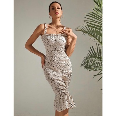 polka dot midi bodycon dress Buy KPOP Polka Dot Printed Ruffled Bodycon Midi Dress - Dresses for Women 37332101
