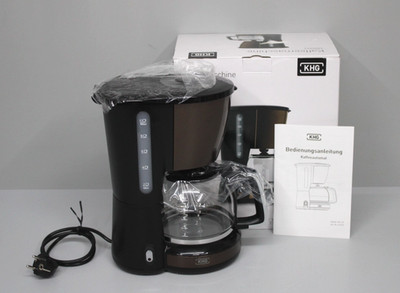 KHG Kaffeemaschine für 10 Tassen mit Glaskanne 1000W 1,25L Mocca/Schwarz 617143