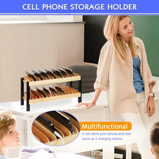 30-Grid Wooden Cell Phone Holder Desktop Multiple Classroom Storage Organizer