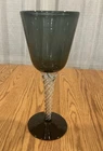 Vintage 13” Blenko Air Twist Goblet - Smoke Gray - Hand Blown Art Glass #489