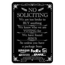 BanginPrints No Soliciting Sign Aluminum 8x12 Outdoor Privacy Door