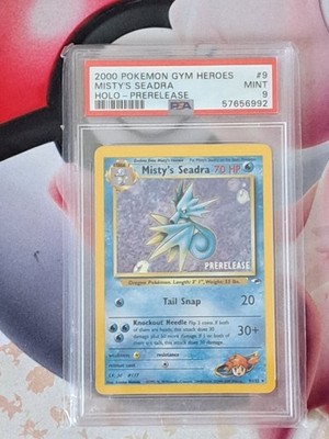 PSA 9 Misty's Seadra Holo Prerelease Gym Heroes #9