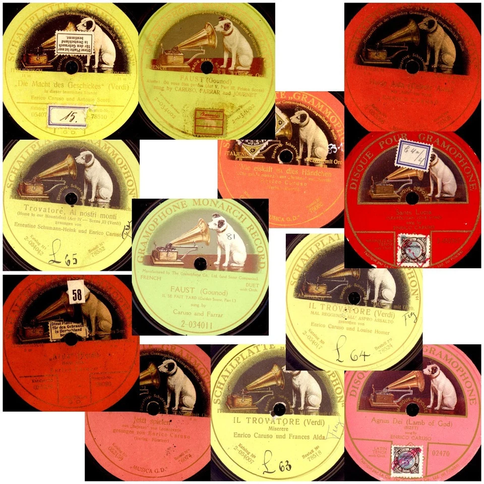 12x ENRICO CARUSO im original Deut. Grammophon Album 78rpm Schellackplatte A411 - Bild 2 von 4