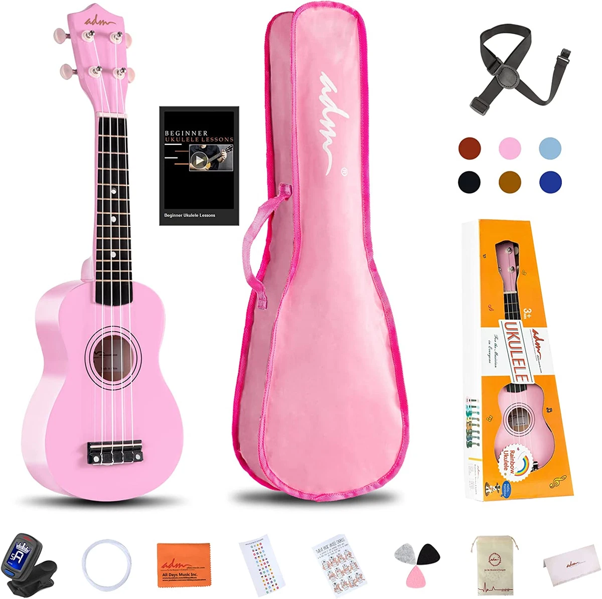 Soprano Ukulele for Beginners 21 Inch Hawaiian Wood Ukelele Kit for Kids  Adult S