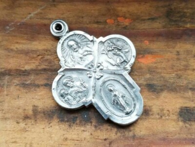 Vintage Catholic Sterling Silver Religious Sliding Medal 4 Way Cross ...