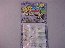12 NEW HOT BITE FISH EYE JIGS fishing SIZE 10 ICE ASSORTED SUPER GLOW FOR ROD