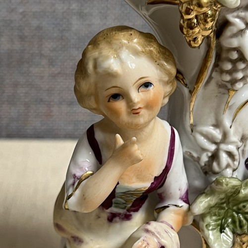 Vintage Camille Naudot Grapes Vines Porcelain Figurine Vases Rare! - Picture 7 of 12
