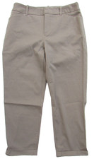 Lands' End Women's Dark Khaki Mid Rise Stretchy Ankle Trousers Size:6P NWOT