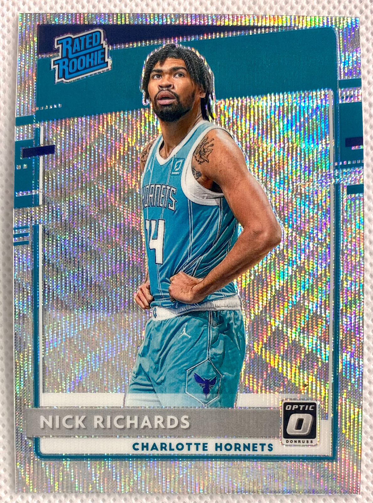 2020-21 Donruss Optic Nick Richards Rated Rookie Silver Wave Prizm Card RC 193