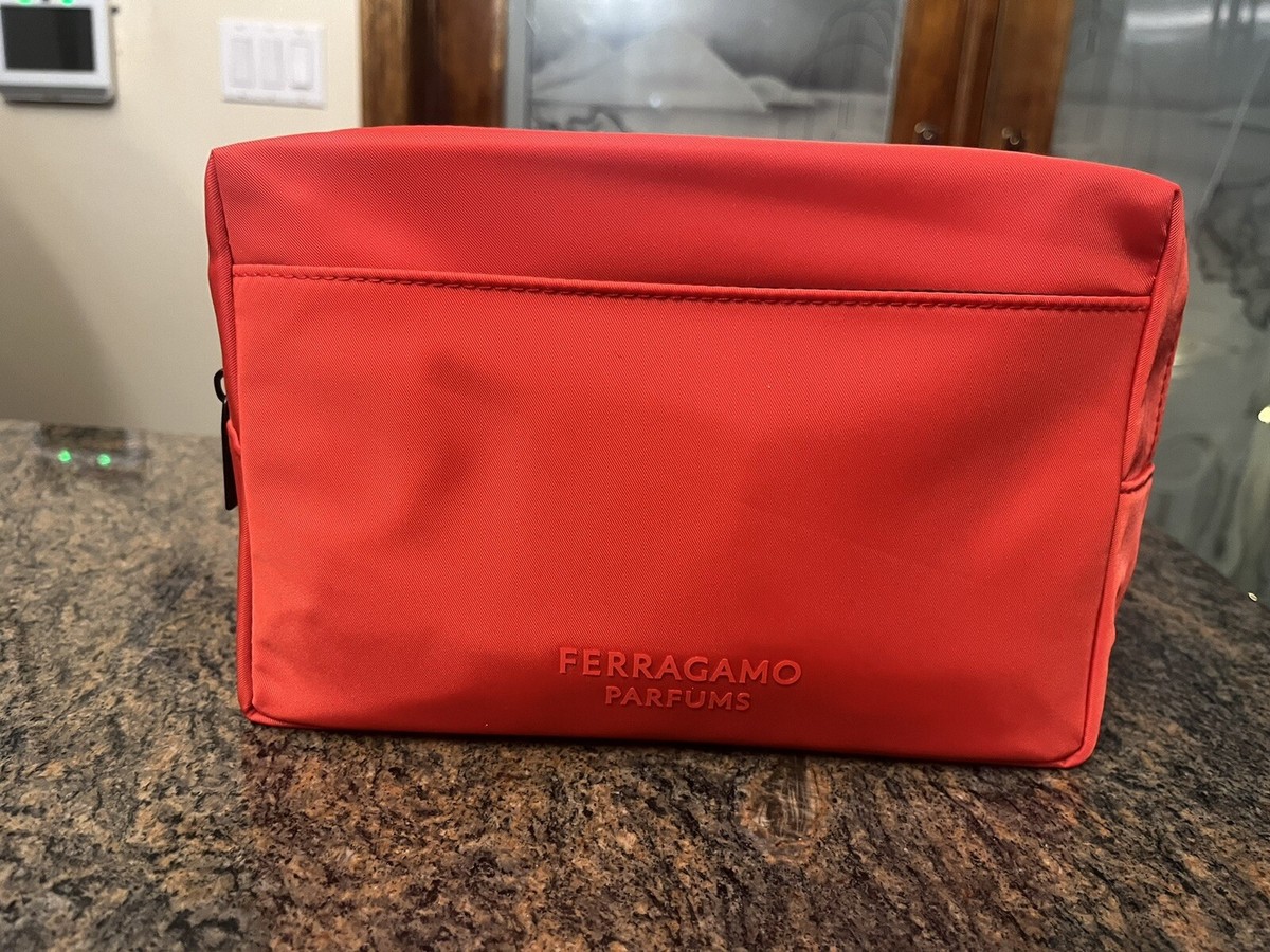 Salvatore Ferragamo Parfums Red With Black Zipper Cosmetic