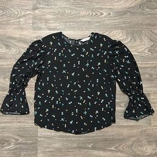 Other Stories Blouse 6 Cinched Power Sleeve Loose Fit Frilled Top Twee Preppy