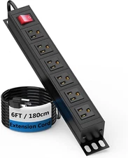 BTU 6 Outlet Power Strip, Metal Mountable Power Strip Surge Protector, Heavy Dut