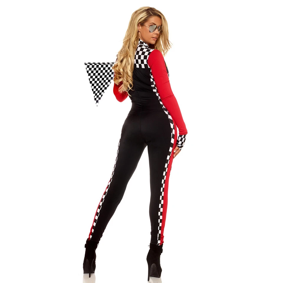 Sexy Mono Para Mujer Coche de Carreras Disfraz Corredor Conductor Uniforme Foto 3 de 4