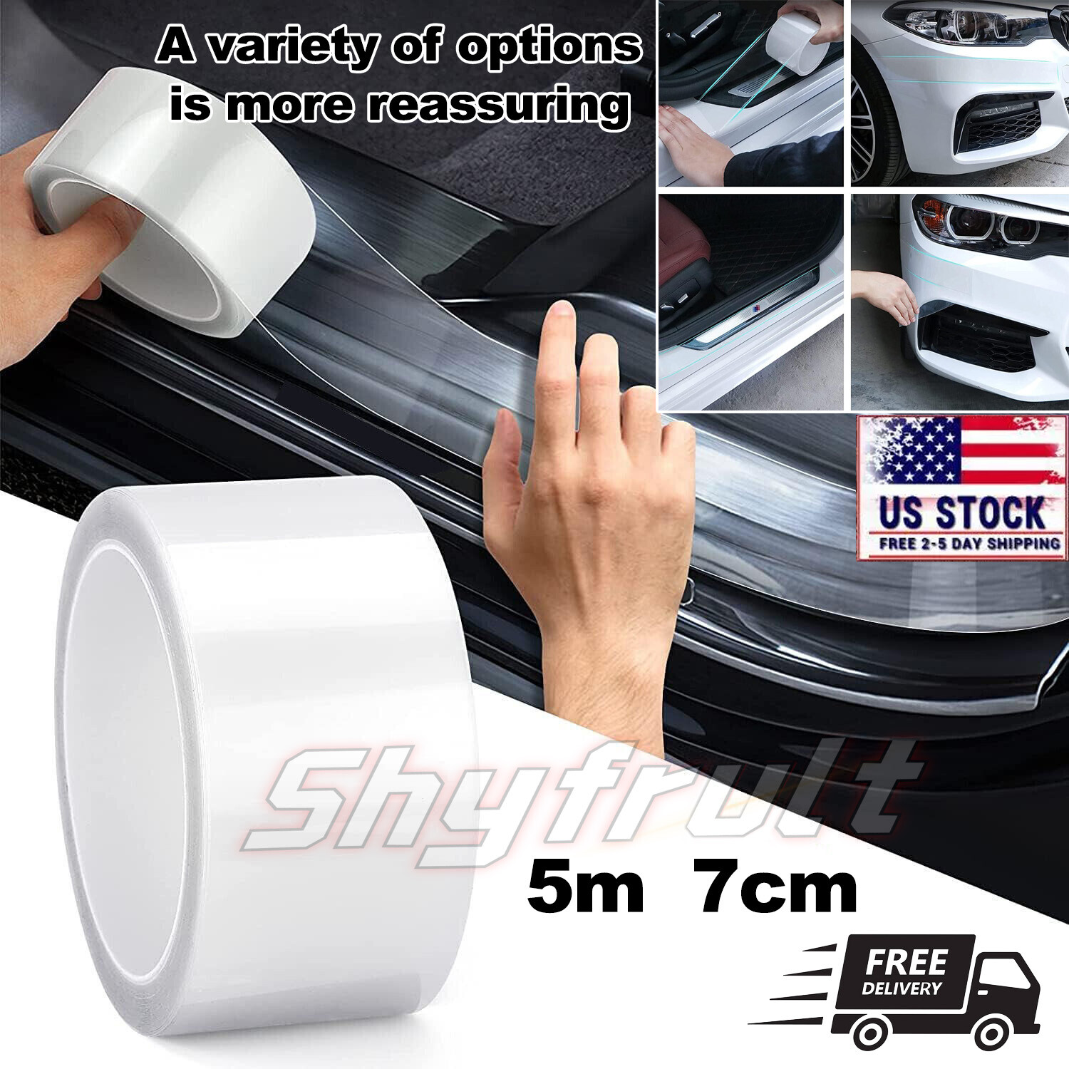 Protector Plate Sticker Transparent Vinyl Scuff Cover Car Door Sill-Accessories*