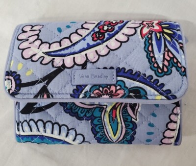 Vera Bradley Wallet Light Blue Floral Print Trifold Quilted
