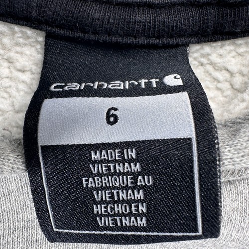 Carhartt Hoodie Youth Size 6 Gray Fleece Sweatshirt Logo Outdoor Unisex Kids - Picture 5 of 13