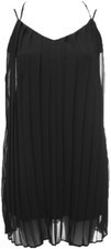 Womens Size 28 Sexy Black Pleat Chiffon Strappy Dress Stretch Tunic 40" Long