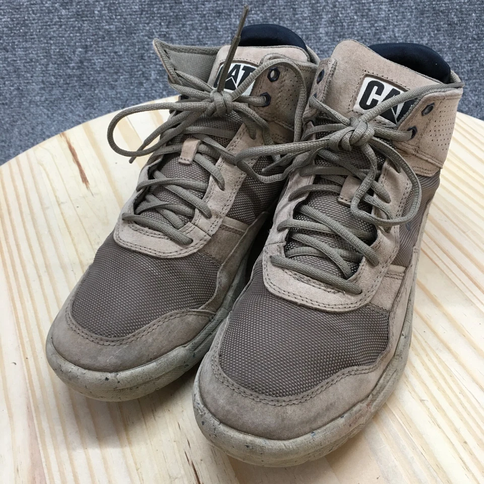 Zapatos de Senderismo CAT Para Hombres 10 W Abismo Beige Cuero Con Cordones Puntera Almendra Medio Top Foto 3 de 4