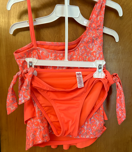 New! Girls Justice 2 Piece Swimsuit- Cheetah Print Sparkle- Size 14 - Picture 4 of 5