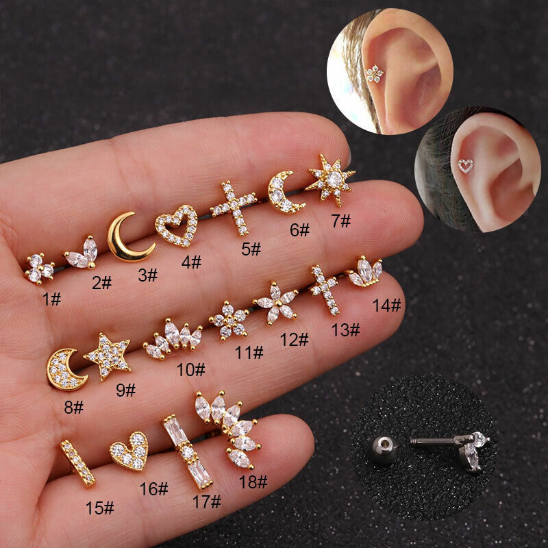  Industrial Barbell Piercing, Straight Jewelry, Upper Ear  Piercing, Tragus, Conch : Everything Else