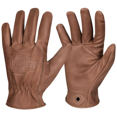 Helikon-Tex Lumber Gloves Protective Full Finger Cowhide Leather Mens US Brown