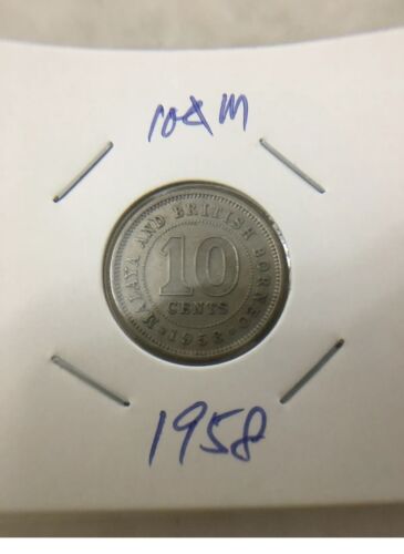 (JC) 10 cents Malaya British Borneo coin Queen Elizabeth II 1958 - GVF/EF (1) - Picture 1 of 2
