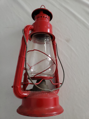 Vintage DIETZ Junior No 20 Red Kerosene Lantern Lamp w/ Glass