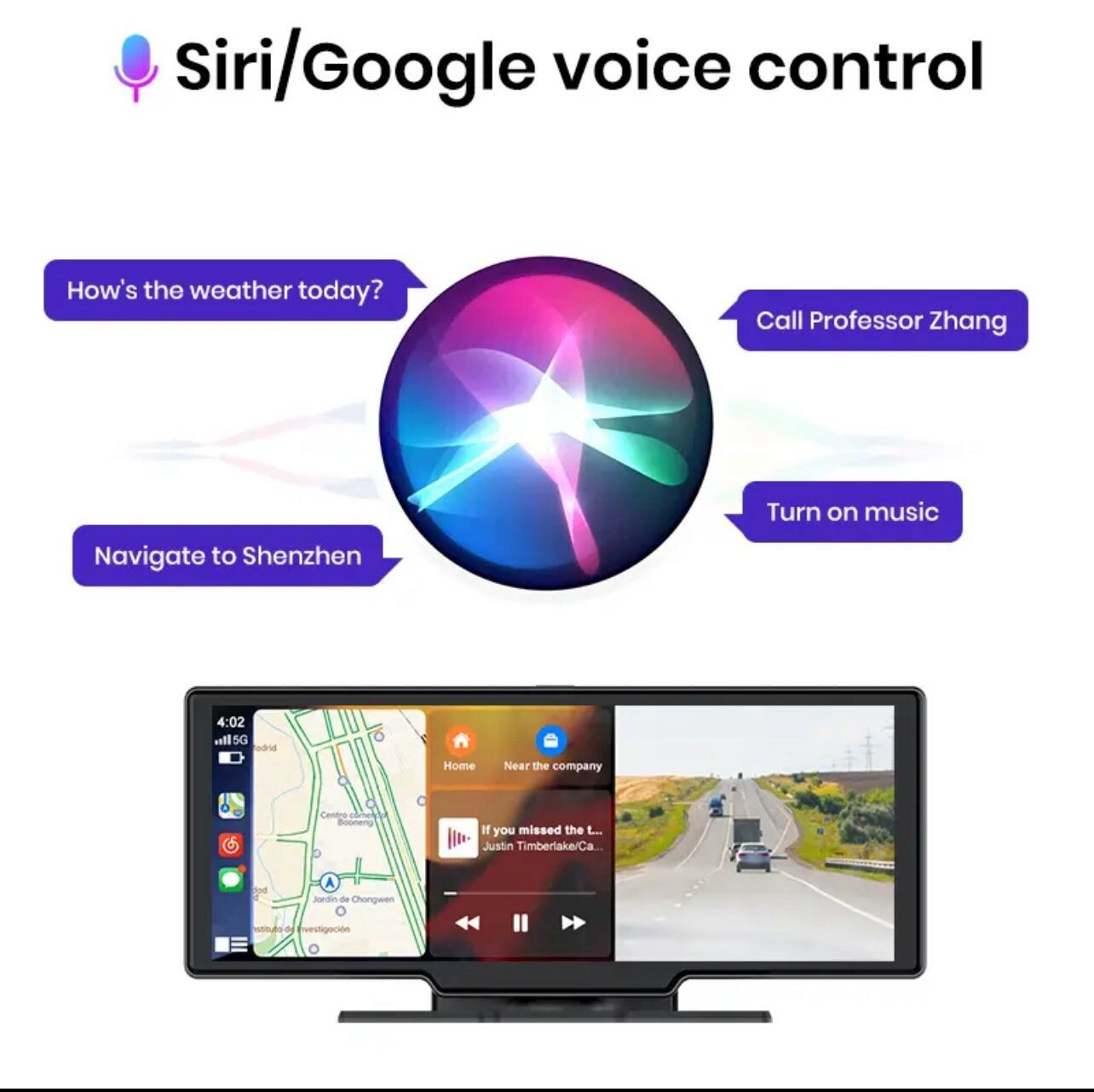 MONITOR AUTO CARPLAY ANDROID AUTO DASHCAM PORTATILE AUX NAVIGATORE WIRELESS DVR - 4