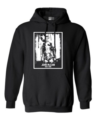John McCain Senator USA Flag RIP 1936-2018 Hero White DT Sweatshirt Hoodie