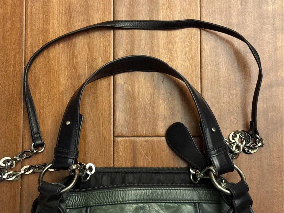 Francesco Biasia Bolso de Hombro Mujer Cuero Verde Bolso Cartera Asa Superior Foto 3 de 4