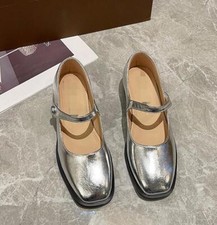 Women's Mary Jane Shoes Square Toe Faux Leather Pump Shoes Party Heels