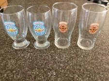 LOT OF 4 NEWCASTLE BROWN ALE & SUMMER ALE BEER GLASSES