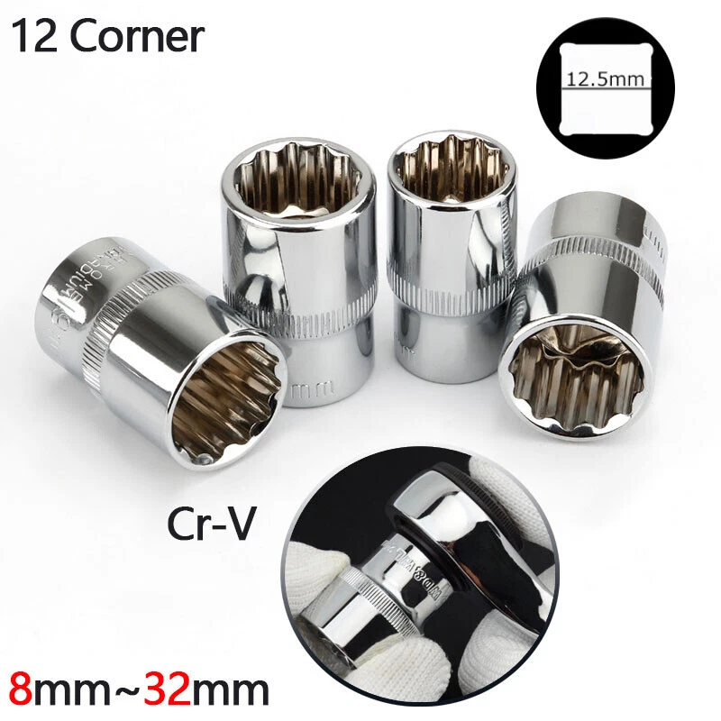 12 Poin Socket Set Spline Socket Square Drive Ratchet Socket Cr-V 8mm~32mm 1/2" - Image 2 of 4