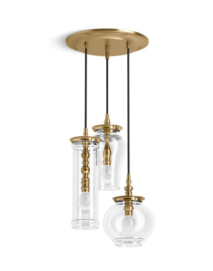 KOHLER Damask 3 Light 12 Inch Pendant Cloud - Moderne Brushed Gold-image