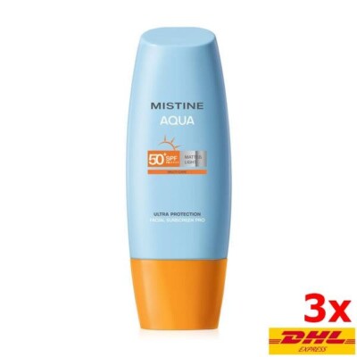 3x MISTINE AQUA BASE ULTRA PROTECTION MATTE&LIGHT FACIAL SUNSCREEN PRO SPF50+