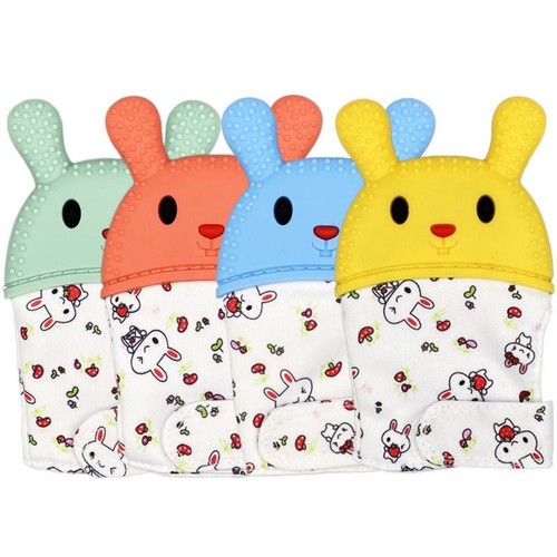 Newborn Chewable Baby Teether Food Grade Silicone Massage Mitten Baby