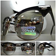 Men Women CLASSIC VINTAGE RETRO Style SUN GLASSES Black Silver Frame Mirror Lens
