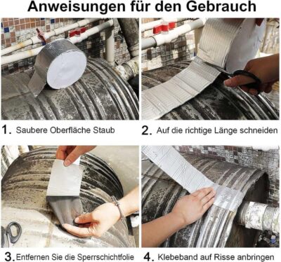 50-150mm X 5M Butyl-Alu-Klebeband – Stark Wasserdicht, Für Dach, Kanal, Reparaturen