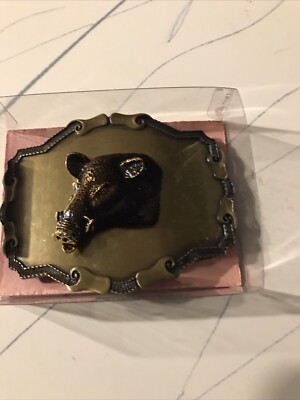 Vintage Raintree Brass 3-D Pig Belt Buckle (1977) New In Box